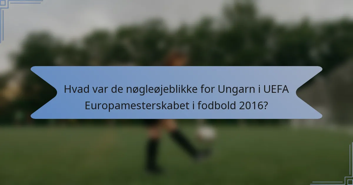 Hvad var de nøgleøjeblikke for Ungarn i UEFA Europamesterskabet i fodbold 2016?
