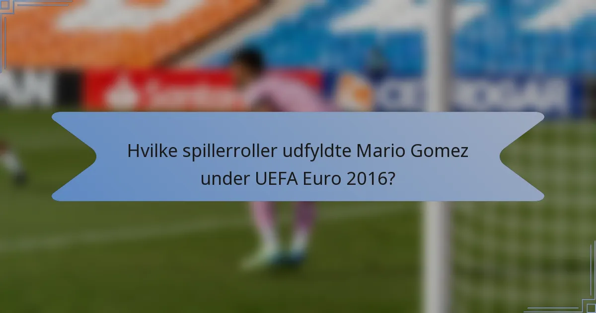 Hvilke spillerroller udfyldte Mario Gomez under UEFA Euro 2016?